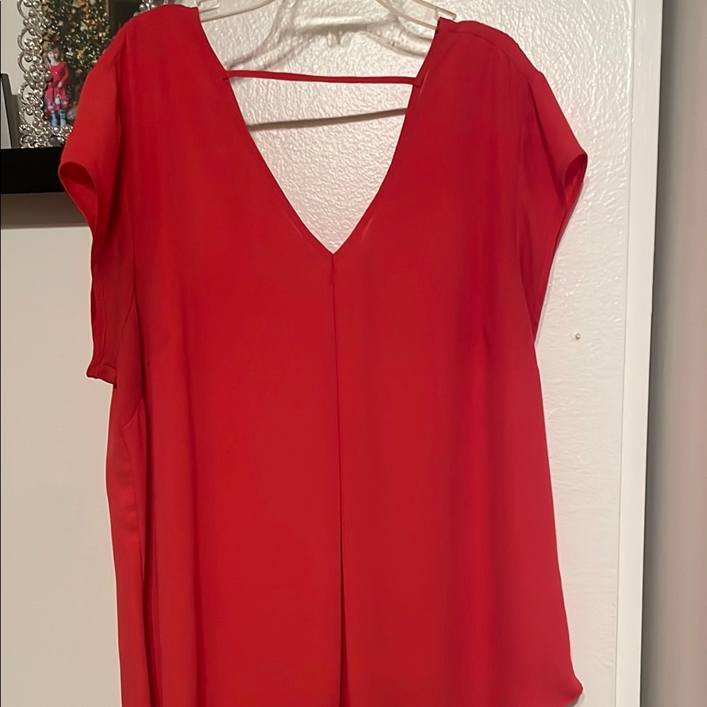 Elegant Red V-Neck Women's Top